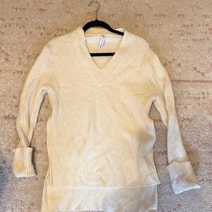 Athleta Cream V-Neck Sweater